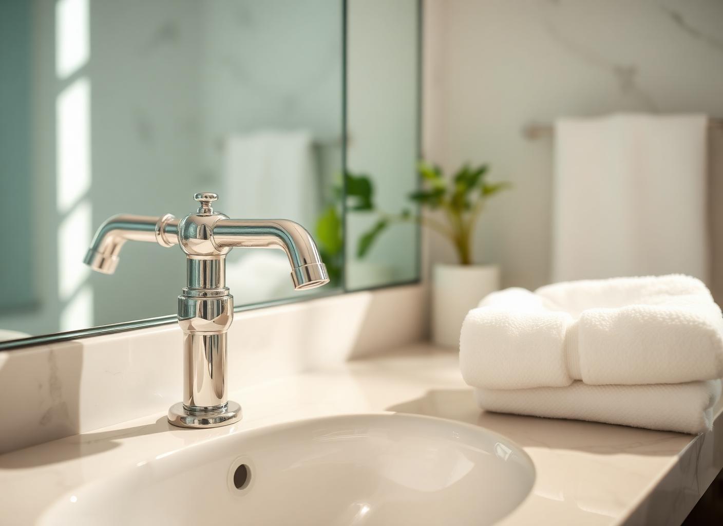 Polished bathroom vanity and mirror